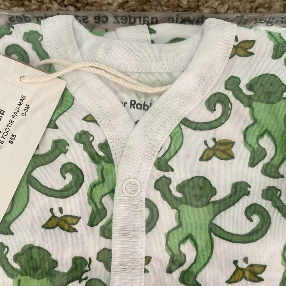 NWT Roller Rabbit infant footie PJ with matching hat